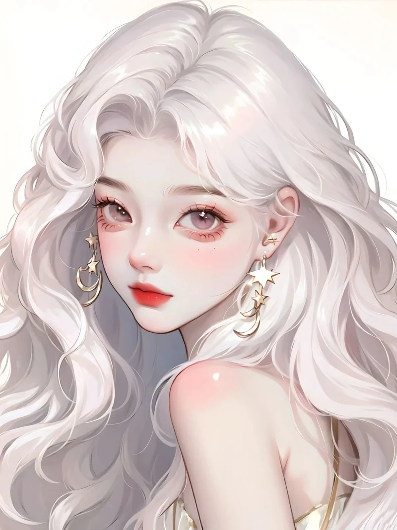ảnh anime girl tóc trắng tông màu nhẹ nhàng