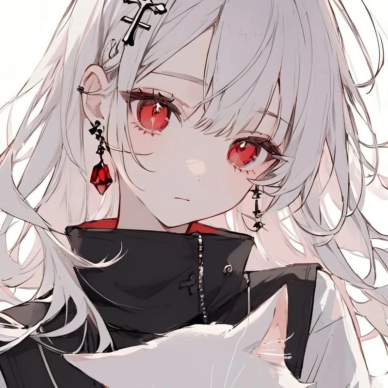ảnh anime girl tóc trắng với biểu cảm buồn