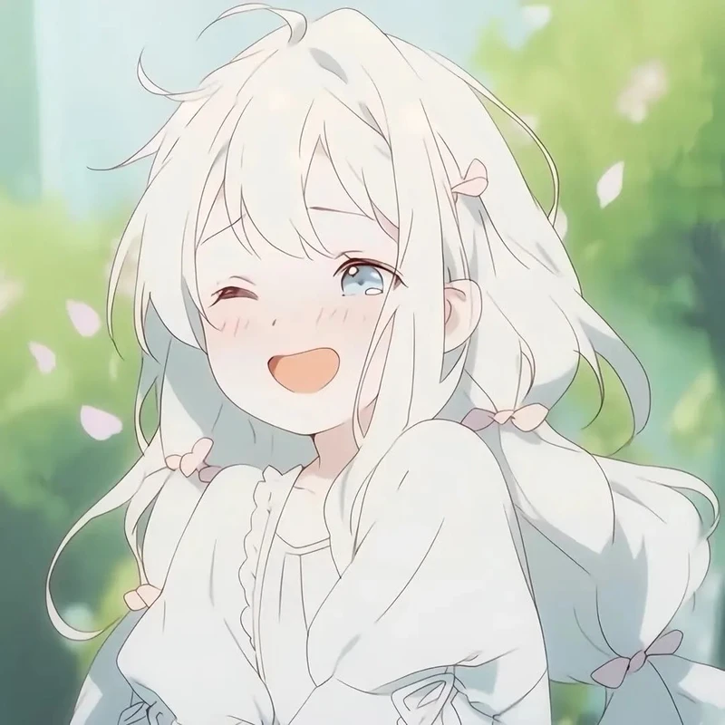 ảnh anime girl tóc trắng với đôi mắt đỏ nổi bật