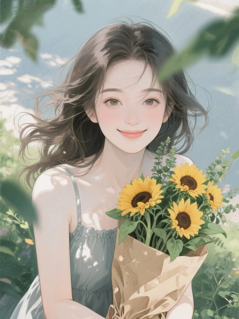 ảnh anime hoa hướng dương cho điện thoại
