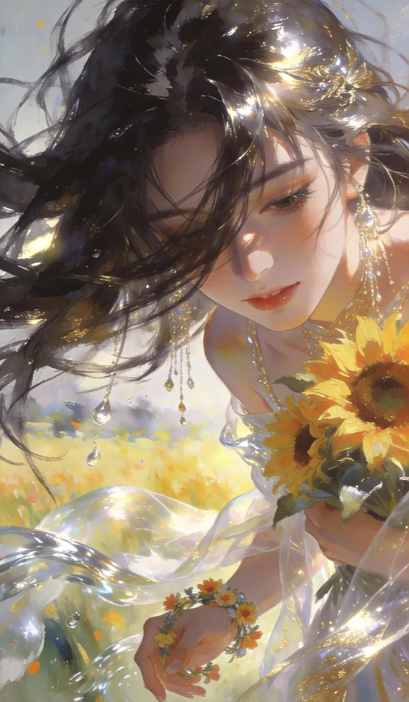 ảnh anime hoa hướng dương lung linh