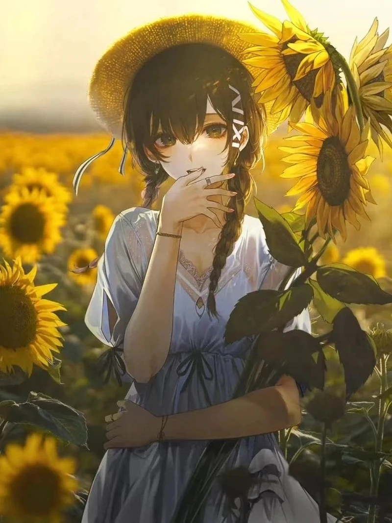 ảnh anime hoa hướng dương rực rỡ