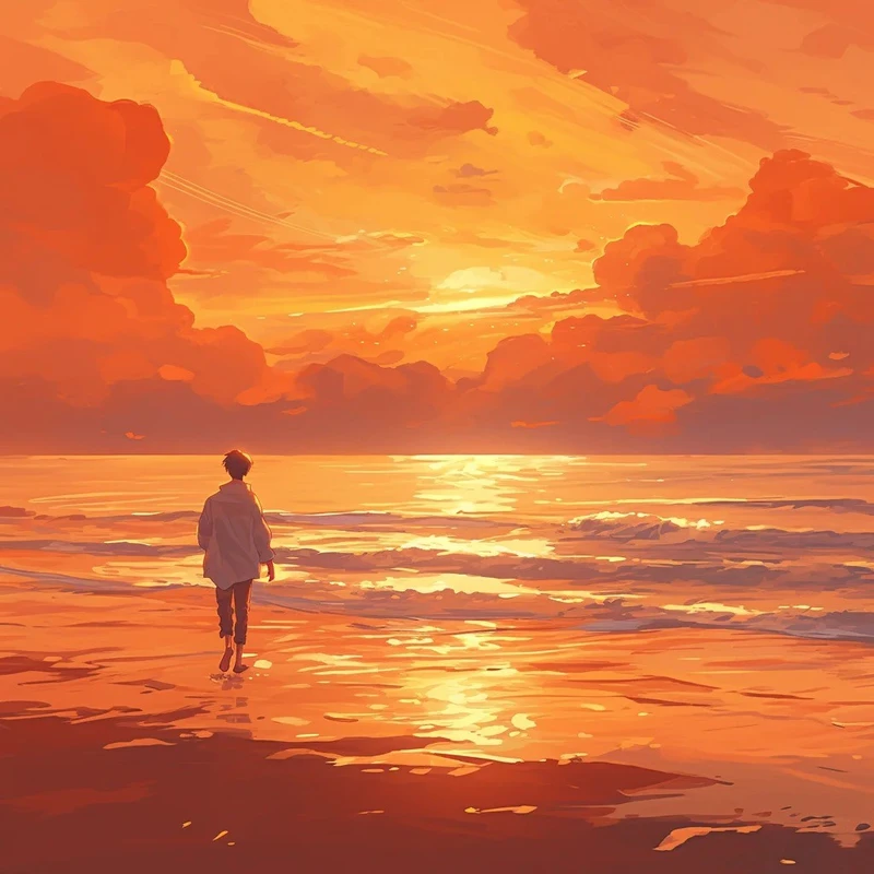 ảnh anime hoàng hôn ngắm mặt trời lặn