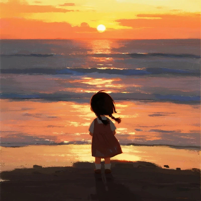 ảnh anime hoàng hôn ngoài biển