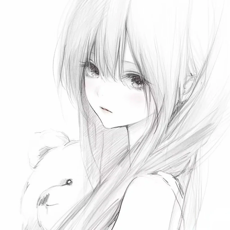 ảnh anime không màu trắng đen đầy cảm xúc