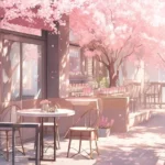 ảnh anime màu hồng dễ thương với ánh sáng lung linh