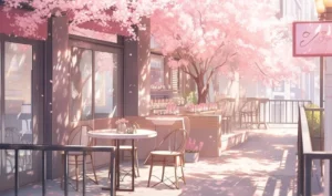 ảnh anime màu hồng dễ thương với ánh sáng lung linh