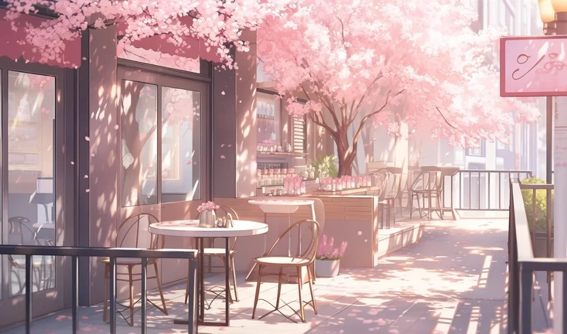 ảnh anime màu hồng dễ thương với ánh sáng lung linh