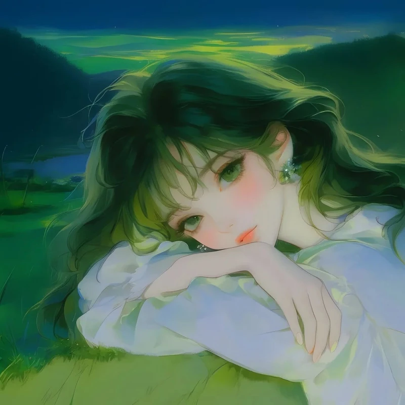 ảnh anime màu xanh lá cây chất lượng cao