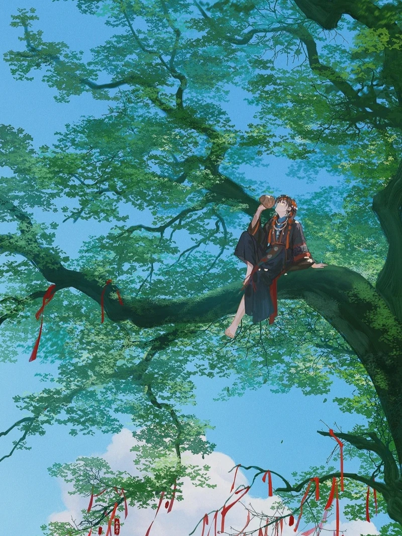 ảnh anime màu xanh lá cây chủ đề thiên nhiên
