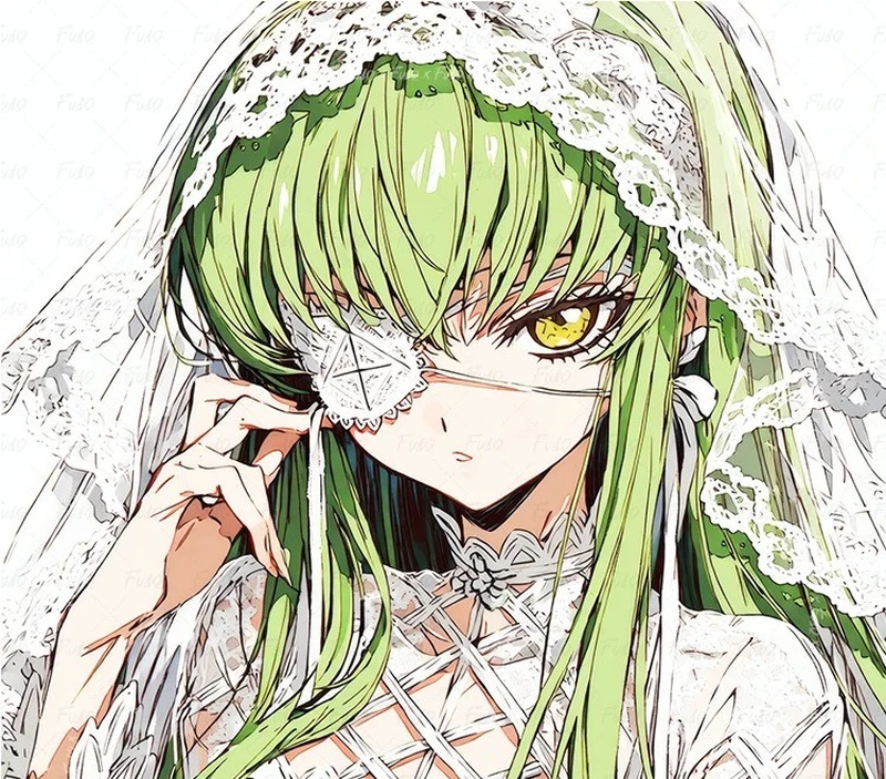 ảnh anime màu xanh lá cây dễ thương