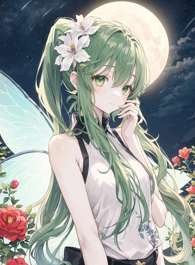 ảnh anime màu xanh lá cây full hd