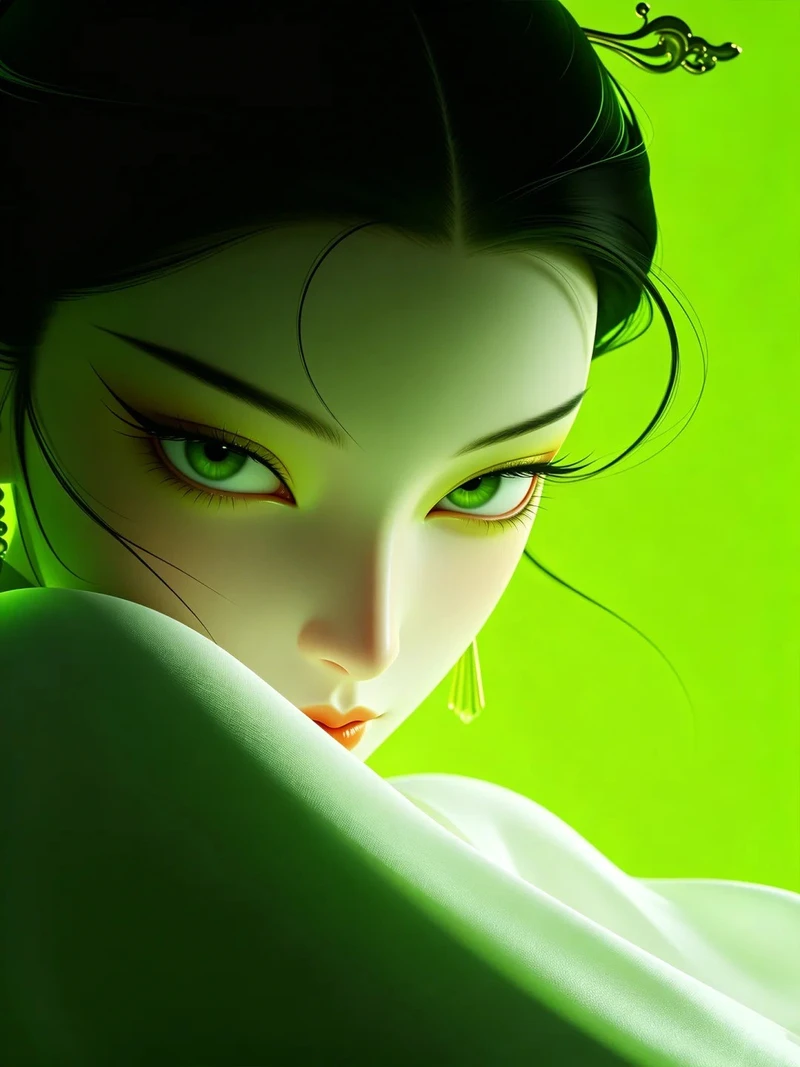 ảnh anime màu xanh lá cây nhân vật nữ