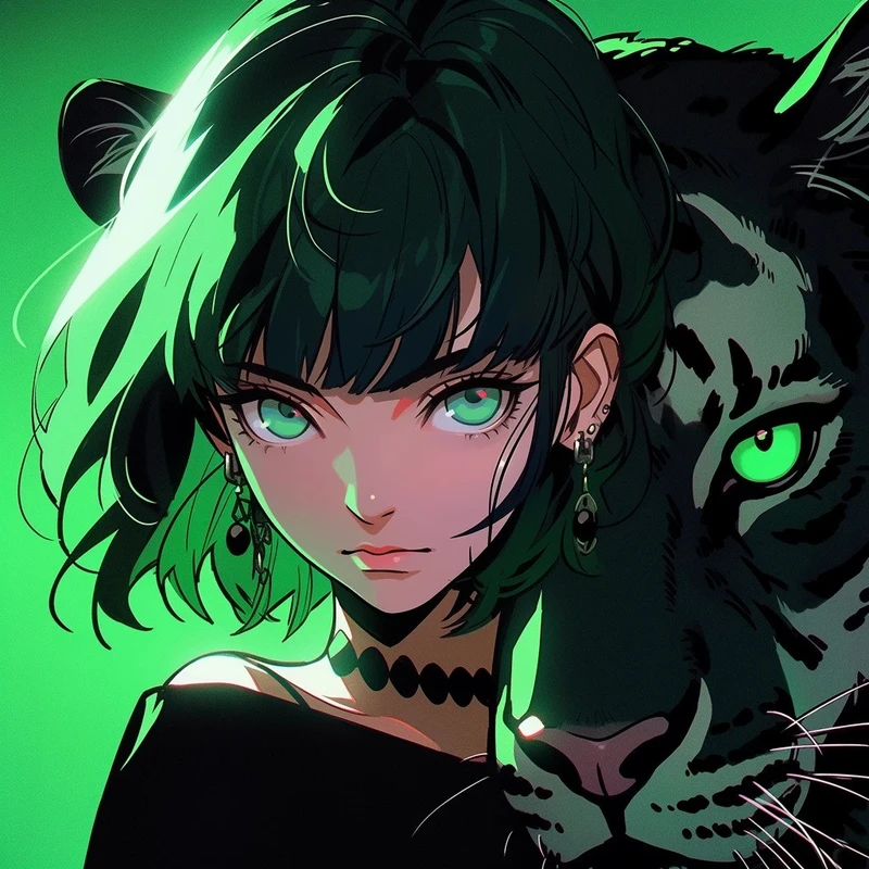 ảnh anime màu xanh lá cây phong cách độc đáo