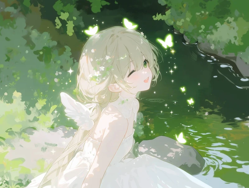 ảnh anime màu xanh lá cây phong cách fantasy