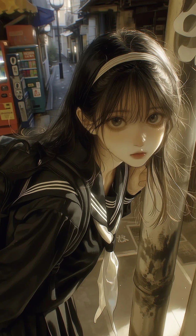 ảnh anime nữ học sinh đeo kính
