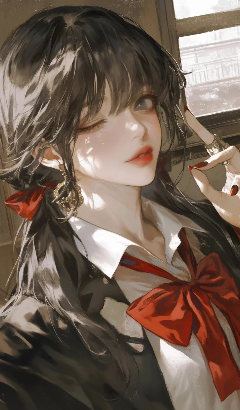 ảnh anime nữ học sinh dưới trời mưa