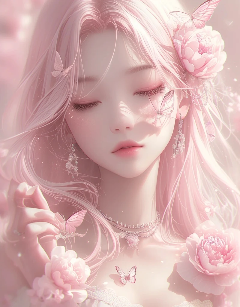 ảnh anime nữ tóc hồng đáng yêu bên chú mèo nhỏ
