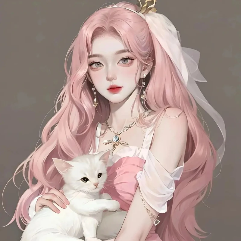 ảnh anime nữ tóc hồng làm ảnh bìa mạng xã hội cực xinh