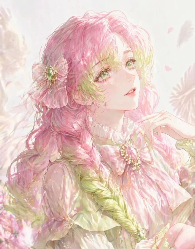 ảnh anime nữ tóc hồng mang phong cách học sinh Nhật Bản