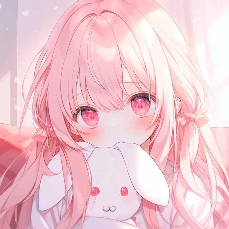 ảnh anime nữ tóc hồng trong khung cảnh mùa đông lãng mạn