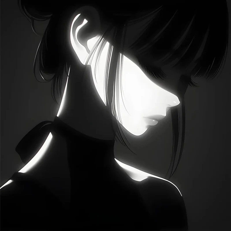ảnh anime nữ trắng đen buồn tâm trạng