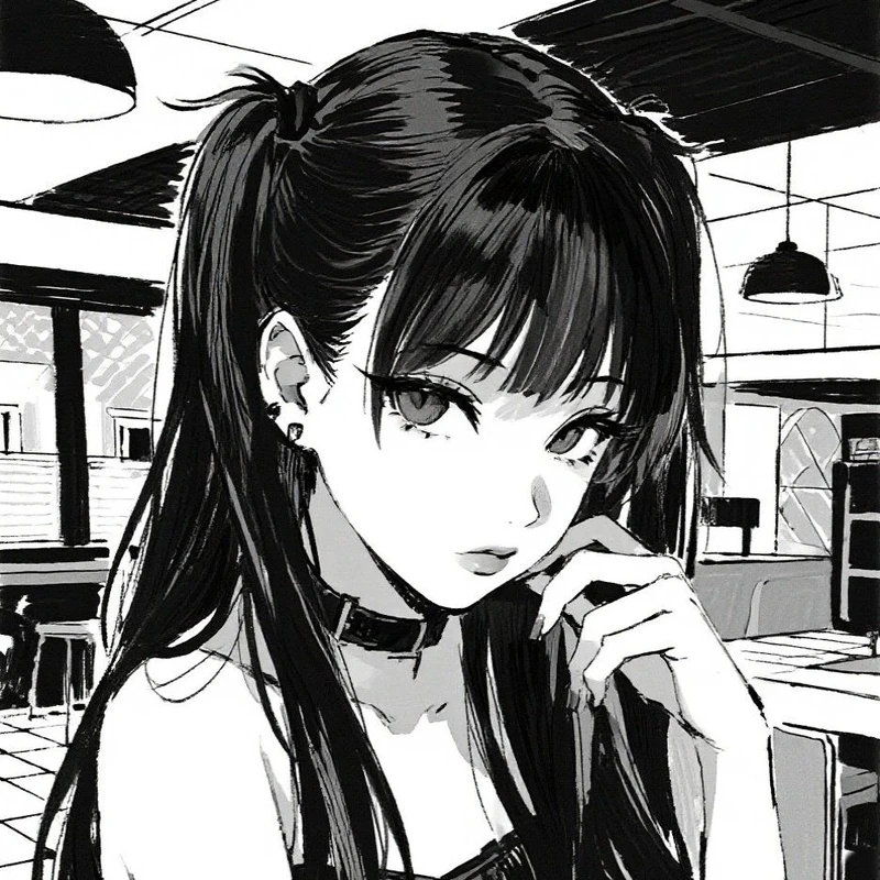 ảnh anime nữ trắng đen dành cho điện thoại