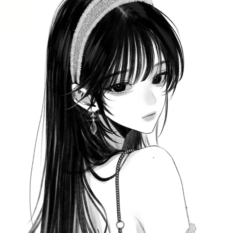 ảnh anime nữ trắng đen độc đáo