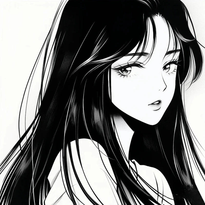 ảnh anime nữ trắng đen full hd