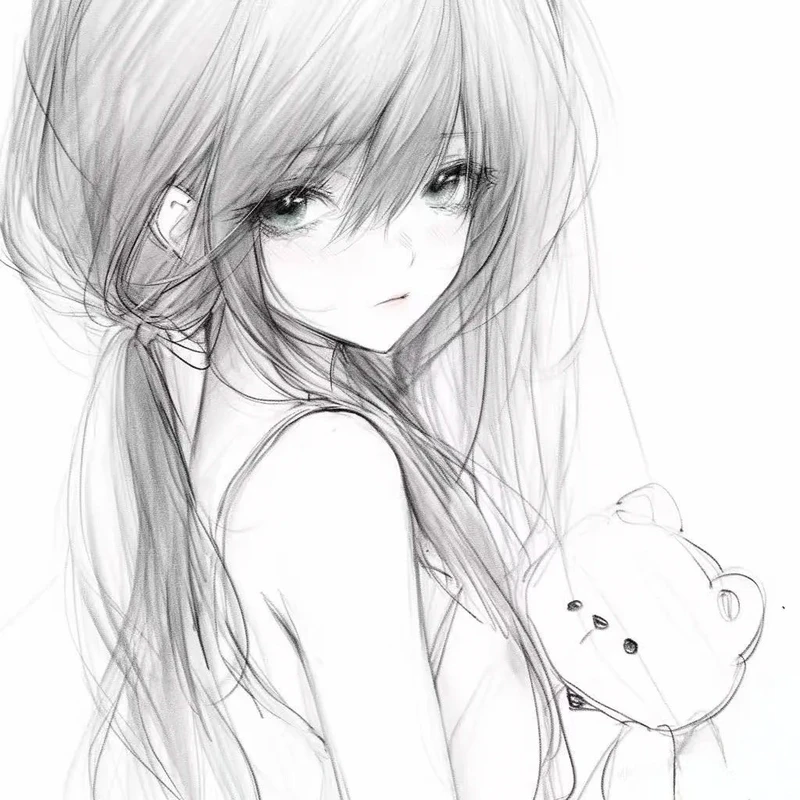 ảnh anime nữ trắng đen làm avatar