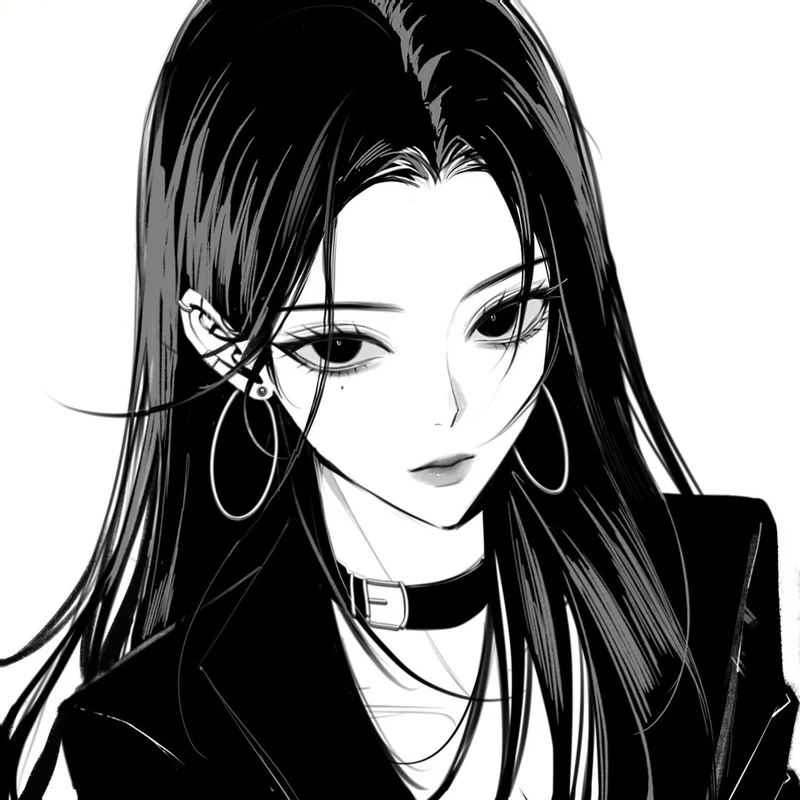 ảnh anime nữ trắng đen mang phong cách bí ẩn
