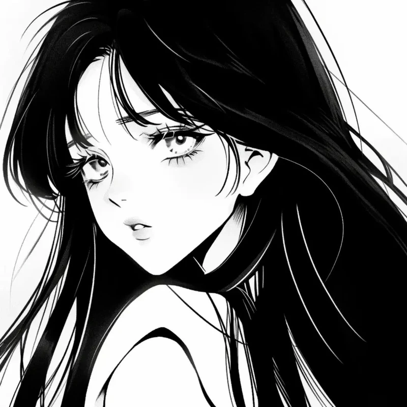ảnh anime nữ trắng đen nghệ thuật