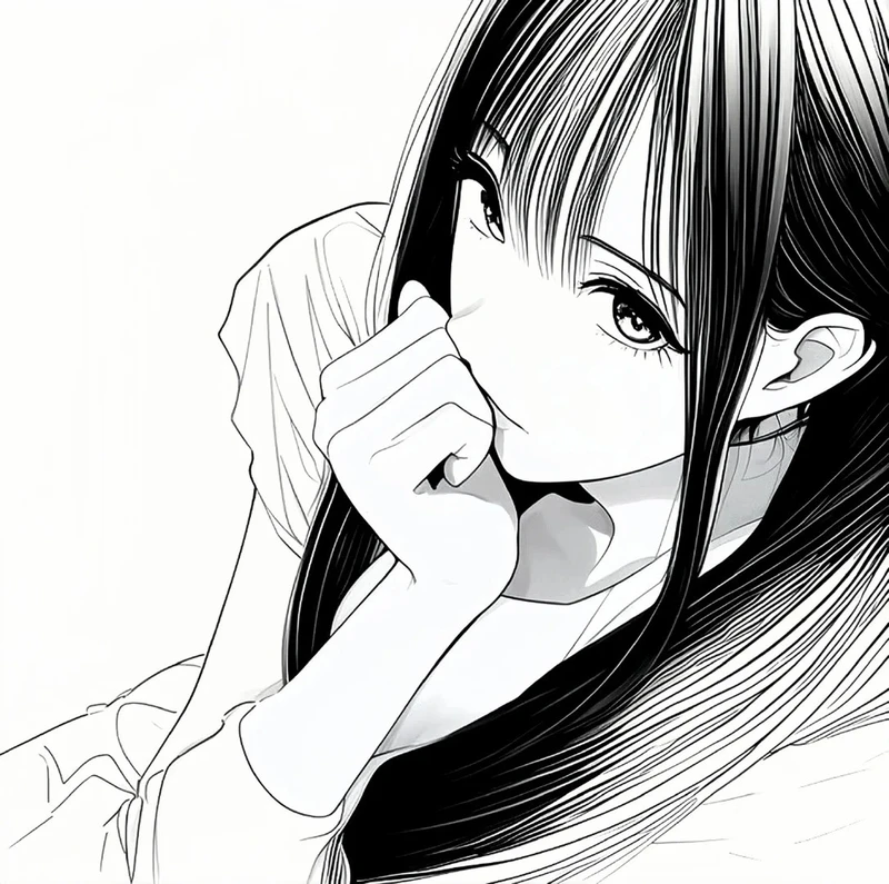 ảnh anime nữ trắng đen phong cách buồn
