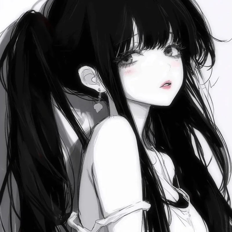 ảnh anime nữ trắng đen phong cách cổ điển
