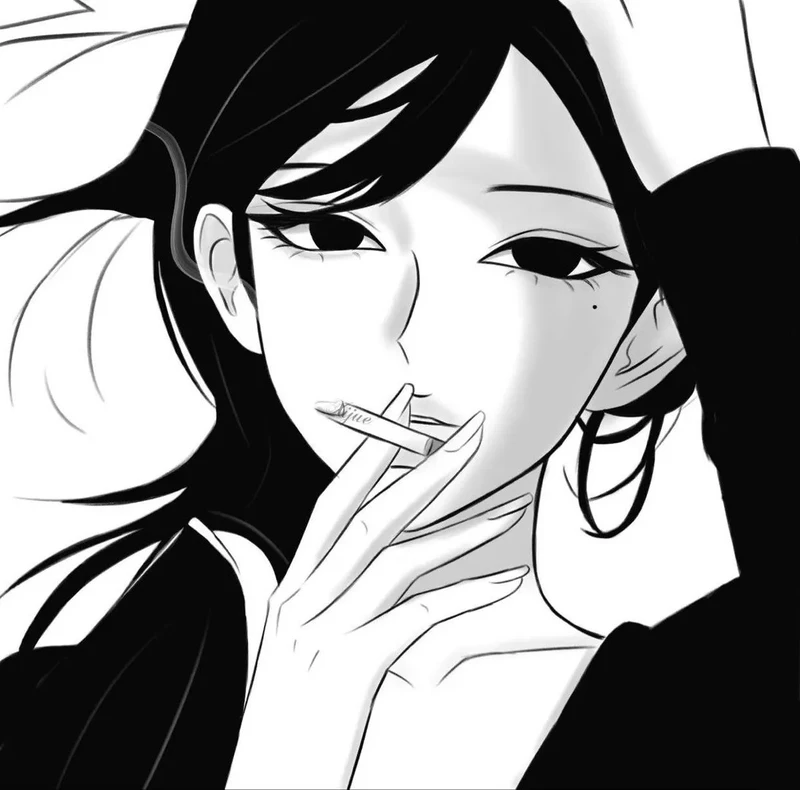 ảnh anime nữ trắng đen phong cách lạnh lùng