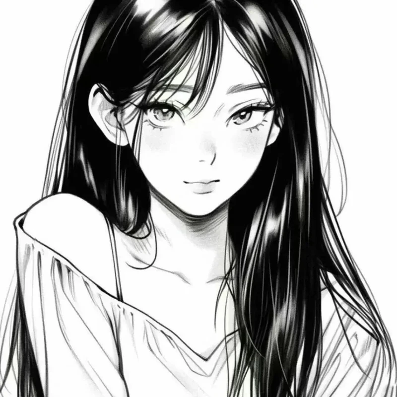 ảnh anime nữ trắng đen phong cách tối giản