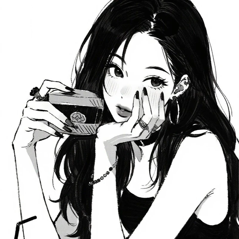 ảnh anime nữ trắng đen sắc nét