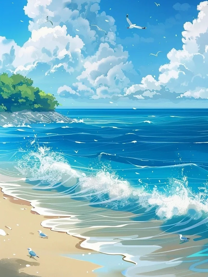 ảnh biển anime yên bình dành cho người yêu phong cảnh