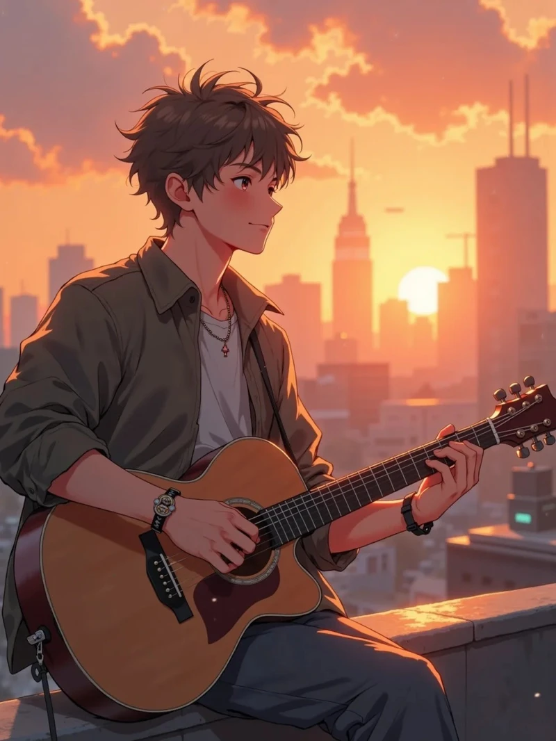 ảnh hoàng hôn anime khung cảnh lãng mạn