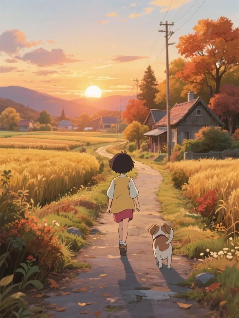 ảnh hoàng hôn anime phong cách Nhật Bản