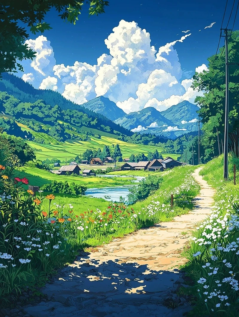 ảnh thiên nhiên anime 4k mùa hè