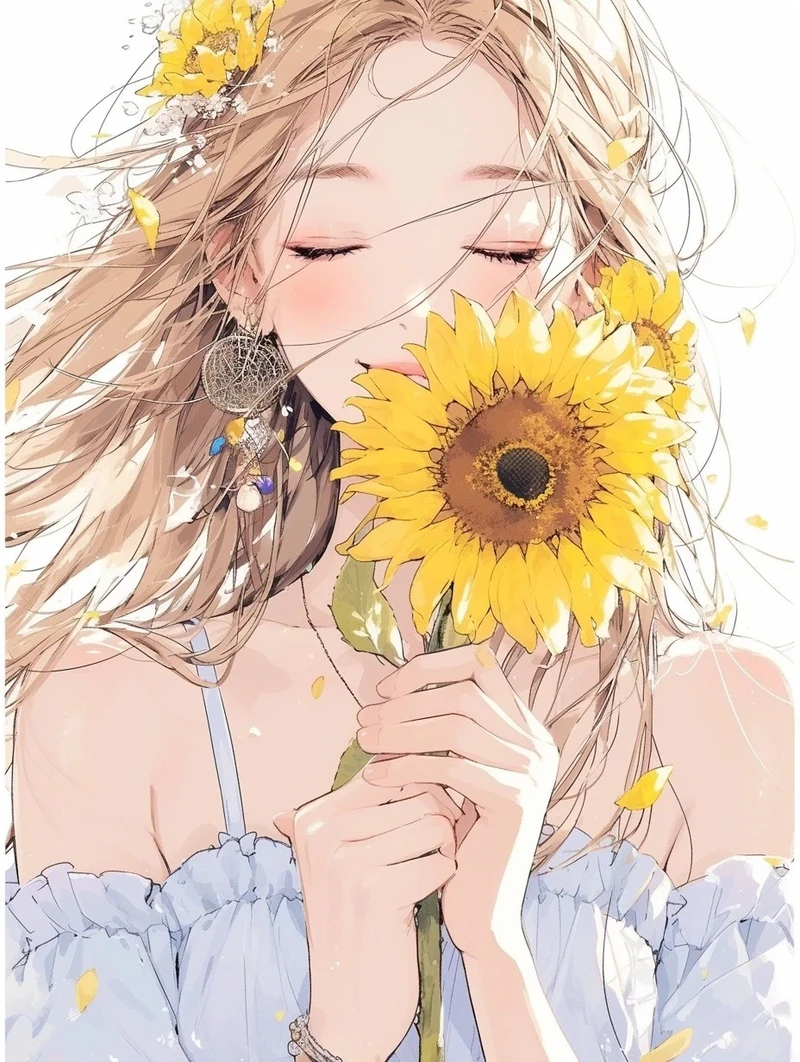 ảnh vẽ anime hoa hướng dương độc đáo