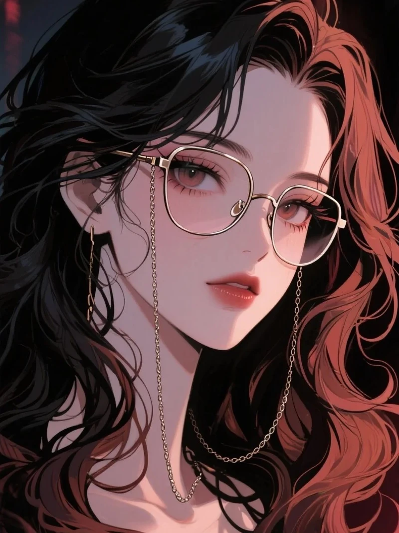 anime ảnh đeo kính nữ xinh đẹp dịu dàng