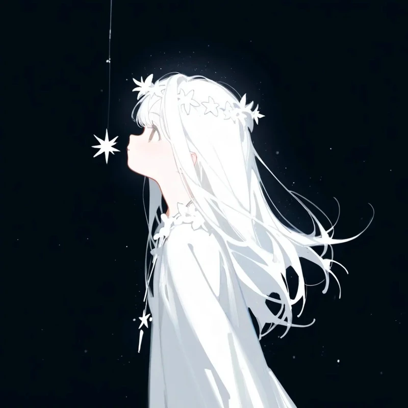 anime girl tóc trắng ảnh sắc nét