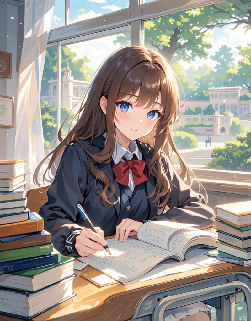 anime nữ học sinh ảnh nghệ thuật