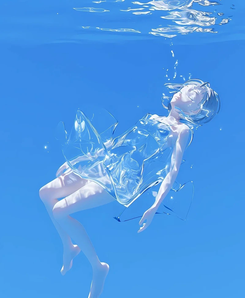 biển anime có ánh chiều tà tạo nên khung cảnh đẹp mắt