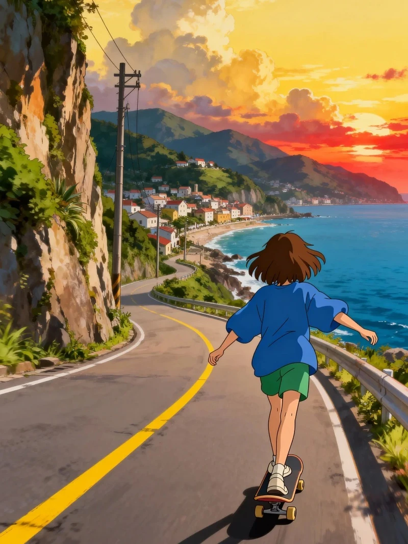 biển anime thơ mộng bên bờ cát trắng trải dài