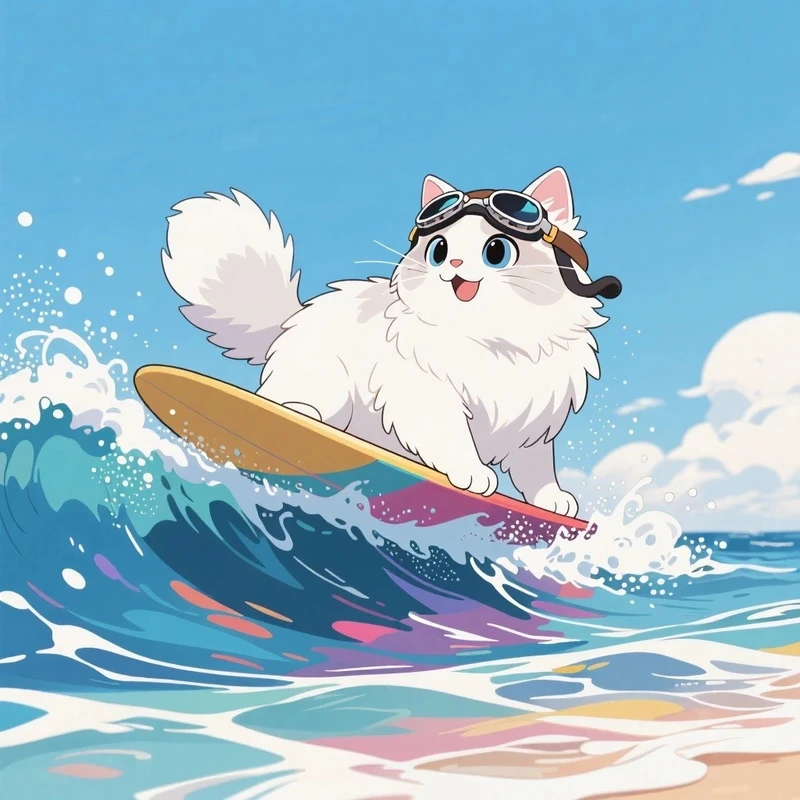 biển anime với bầu trời xanh và những đám mây trắng