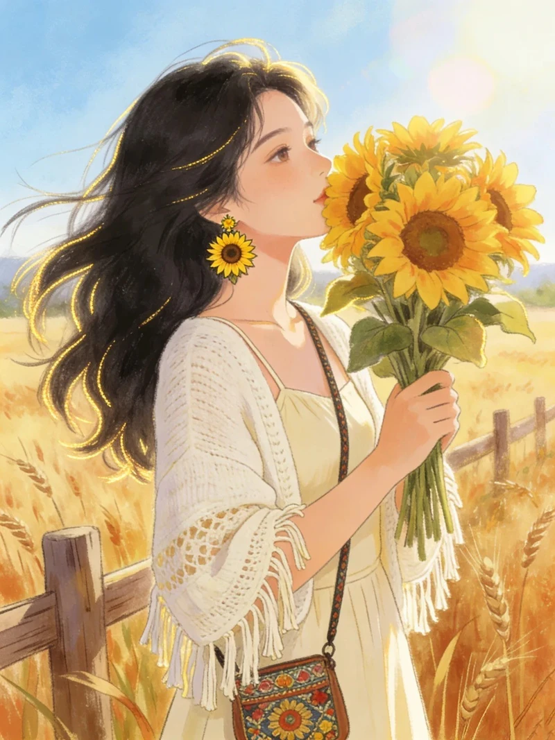 bức ảnh hoa hướng dương anime nghệ thuật