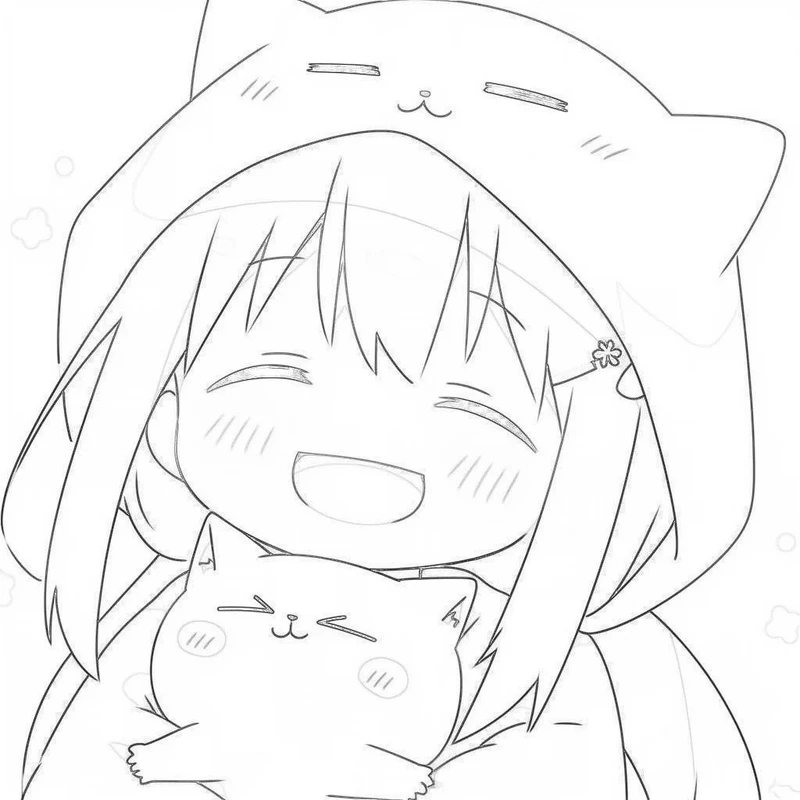 cute ảnh anime không màu cho nữ dễ thương